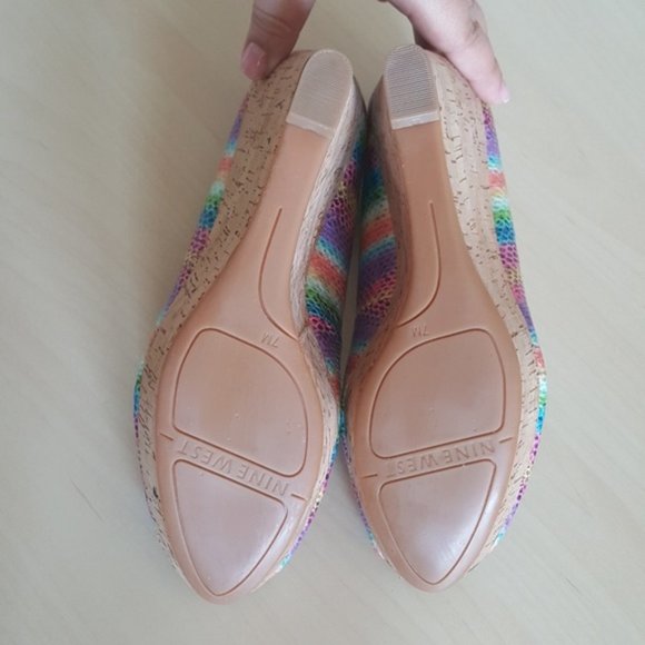 Nine West "Cheerful" Peep Toe Cork Wedges 7M - Picture 8 of 8